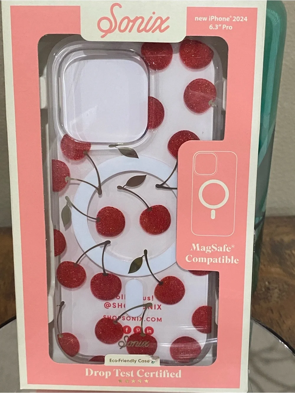 Sonix iPhone 16 pro Case with Red Cherry Print, new!
